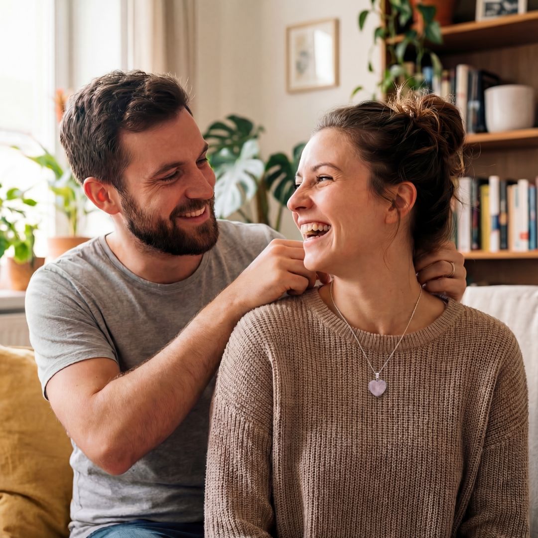 מארז אהבה וזוגיות לאישה: סט קריסטלים ושרשרת כסף